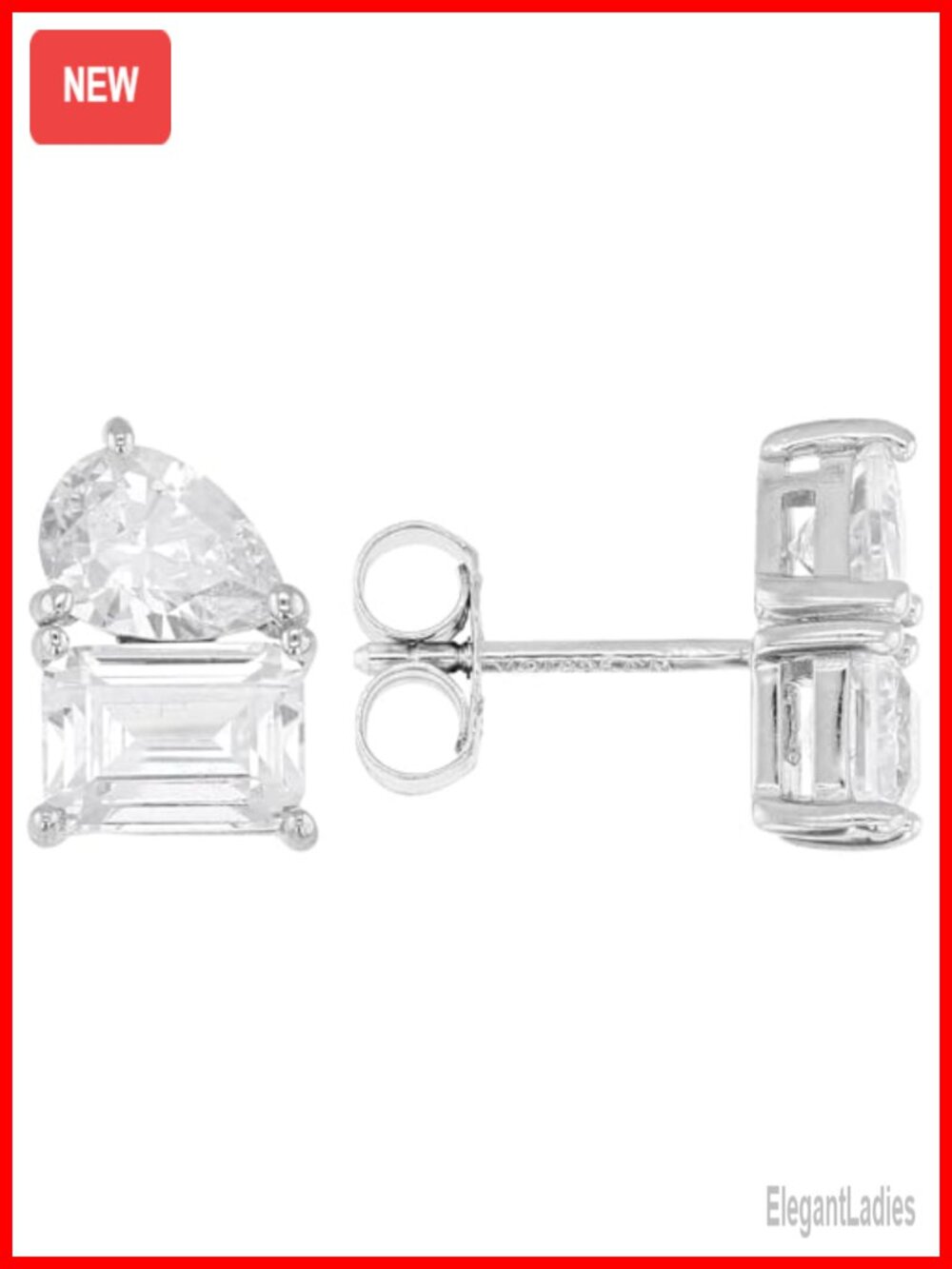 Cubic Zirconia Stud Earrings in Rhodium Over Sterling Silver 5.58ct